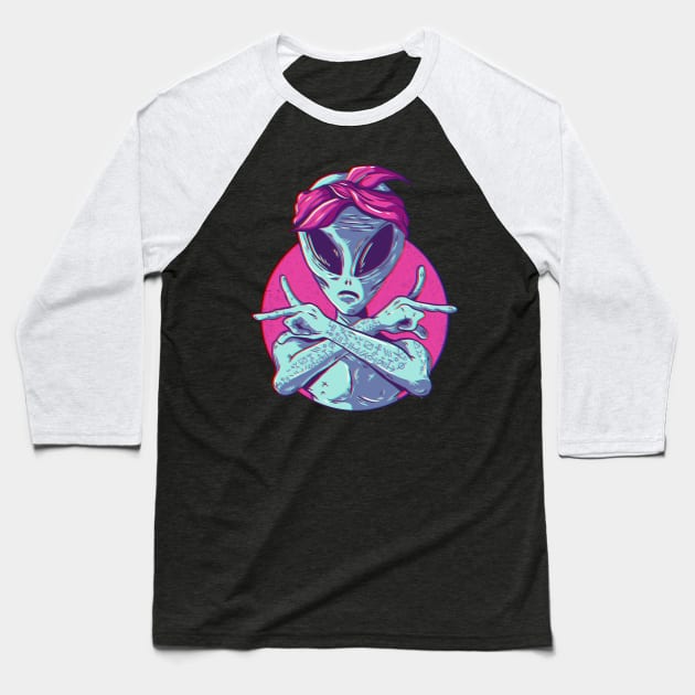 Alien Gangster Extraterrestrial Being Baseball T-Shirt by UNDERGROUNDROOTS